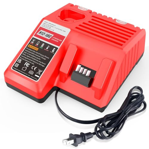 Replacement Rapid Charger for Milwaukee M12 and M18 Charger for 48-59-1812, M14 XC Lithium Ion Battery 48-11-2420 48-11-2440 48-11-1815 48-11-1820 48-11-1840 48-1 1-1850 48-11-2401 48-11-1890