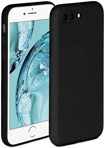 ONEFLOW Soft Case für iPhone 7 Plus/iPhone 8 Plus Hülle aus Silikon mit Kameraschutz, Silikonhülle mit erhöhtem Schutz fürs Display, Backcover Schutzhülle, weiche Handyhülle, Schwarz