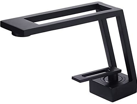 Robinet Salle de Bain Mitigeur Lavabo,Moderne Robinet Lavabo,Design Créatif Robinets de Lavabo,Noir Mat,Valve en Céramique,l’Eau Froide & Chaude Réglable,SHUNLI