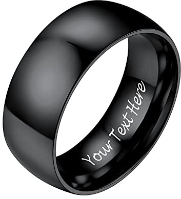 PROSTEEL Herren hochglanzpoliert Ring schwarz Größe 62 personalisiert Hochzeit Verlobung Bandring 8mm breit Partnerring Trauring Finger Ring Modeschmuck Accessoire für Geburtstag