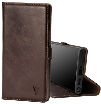 TORRO Hülle kompatibel mit Samsung Galaxy S22 Ultra 5G – Premium Leder Hülle mit Standfunktion und Kartenfächern (Dunkelbraun)