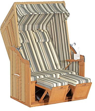 Müsing Rustikal 50 Gartenstrandkorb 2-Sitzer Kunststoffgeflecht Beige