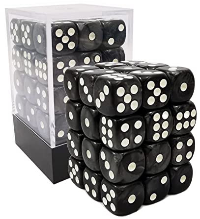 Bescon 12mm 6 Sided Dice 36 in Brick Box, 12mm Six Sided Die (36) Block of Dice, Marble Black