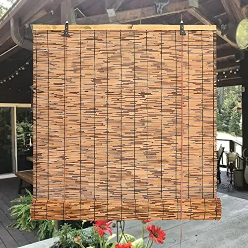 Bambusrollo Wetterfest Aussenbereich,Verdunkelung Outdoor Rollo,Natür Schilfrollos,Sichtschutz Gardinen Raffrollo Bambus,Sonnenschutz Windschutz Vorhänge,für Fenster Vorhang Terrasse Garten Balkon