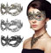 Sibba 3 Stück Venetianische Maskerade Maske Sexy Lace Augenmaske Spitze Maske Halloween Cosplay Kostüm Karneval Party Abend Abschlussball Fasching Gesichtsmaske für Damen Mädchen (Gold Schwarz Silber)