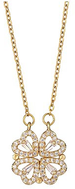 FFWTPY Collier Coeur pour Femme Pendentif Trèfle à Quatre Feuilles Amour Bijoux Plaqué Or Acier Inoxydable d'amour Chaîne pour Saint Valentin Noël Anniversaire Cadeau (Or)