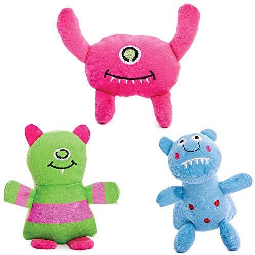 Baker Ross FX444 Monster Plüsch Kuscheltiere - 3er Pack, Halloween Plüschtier, Stofftiere für Kinder
