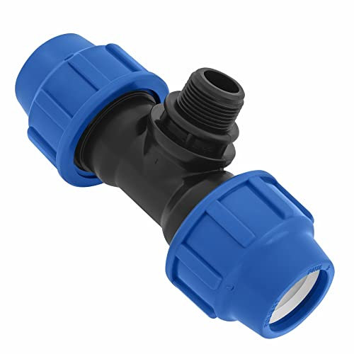Raccordi a T a Compressione MDPE 25mm x 1 x 25 mm con due uscite femmina e uno maschio – Raccordo per tubo dell’aqua a forma di T PP PN16 - Connettori per Tubi PE80, PE100 – 1 pezzo – SmartProduct