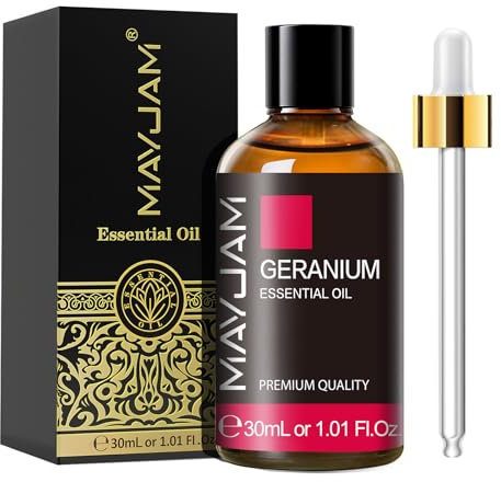 MAYJAM Aceite Esencial De Geranio 30ml, Aceite De Geranio Para Difusor, Humidificador, Bricolaje, Hogar, Armarios