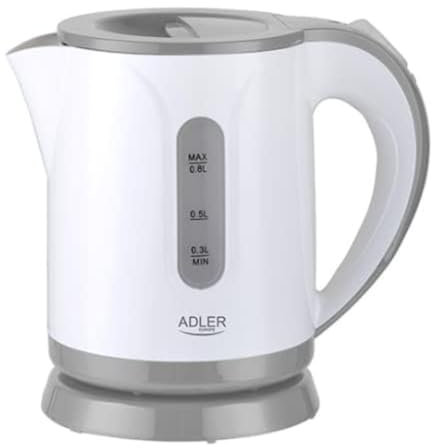 ADLER-Kunststoffkessel 1,0 l, Kontrollleuchte, Trockengehschutz, weiß