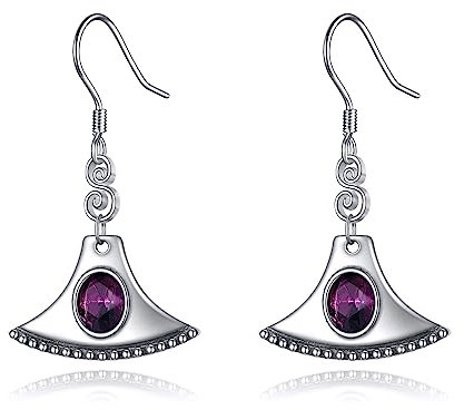 Axt Ohrringe Sterling Silber Amethyst Axt Ohrringe Sektor Bobo Ohrhänger Schmuck Geschenke für Damen und Mädchen
