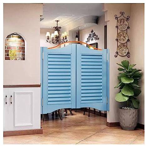 Saloon Porte Battante, Fait à la Main Bois Massif , porte western ,avec charnières en métal, Fermeture Automatique Porte Cowboy pour Cuisine Couloir, Personnalisable ( Color : A , Size : W110xH90cm(43