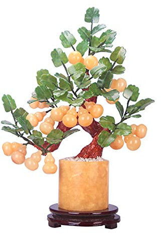 künstliche pflanzen Künstliche Bonsai Jade Carving Jade Gourd Bonsai Schreibtisch Display Fengshui Stadthaus Glückliche Verzierungen for Zuhause, Büro Bonsai Ornamente Simulierte Kiefer ( Size : S )