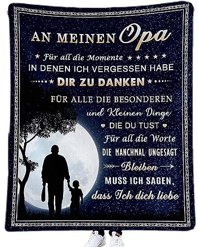 ACCZ Personalisierte Kuscheldecke Geschenk für Opa Von Enkelin und Enkel - Flauschige Decke für Geburtstag und Erntedankfest