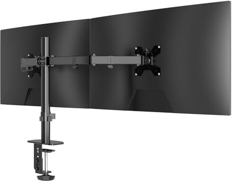 Pholiten Supporto per monitor per lo schermo LCD a LCD da 13-27 pollici fino a 10 kg, braccio per 2 monitor, Altezza regolabile, staffa per la scrivania, Max.VESA 100x100mm, MD97442