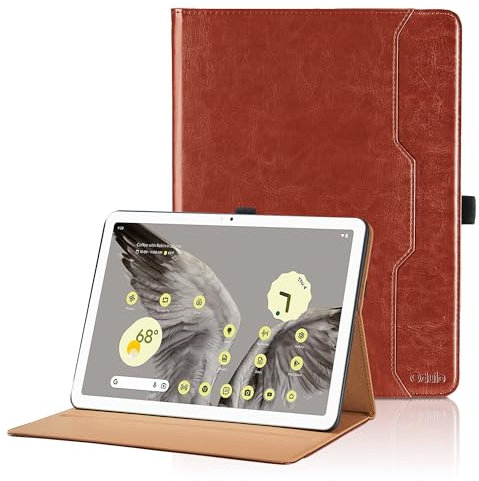 Custodia per Google Pixel Tablet 11 Pollici 2023 - Affari Pelle PU Case, Multi-Angli Supporto Pieghevole Cover Protettiva con Tasca - Marrone