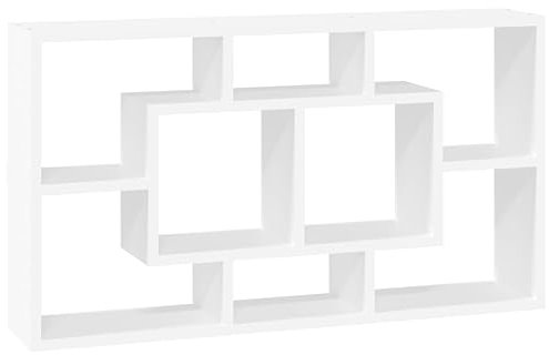 vidaXL Wandregal mit 8 Fächern Bücherregal Hängeregal Wandboard Regal Schweberegal Wohnzimmerregal Wandablage Ausstellungsregal Hochglanz-Weiß