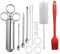Marinierspritze Edelstahl, Bratenspritze 60 ML Fleischspritze Edelstahl Inkl. 60ml Marinadenspritze 1 Marinierpinsel 3 Mariniernadeln - Gewürzspritze Für BBQ Fleisch Rind Huhn Gebäck (rot)