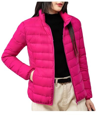 Legou Piumino leggero da donna 90% piumino d'anatra bianco giacca calda, Rosa, M