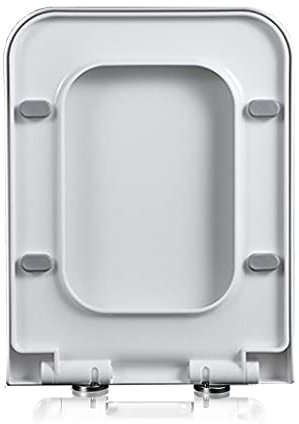 DRYFAL Sedile WC Soft Close, Tavoletta WC Rettangolare, Copriwater di Design Anteriore Quadrato con Cerniera Regolabile A 360°, Rettangolare, Bianco,04F