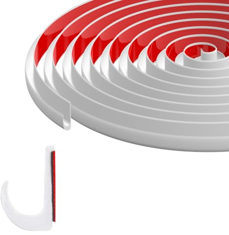 Grondaia per camper, guide a goccia in plastica PVC, per auto, furgoni, roulotte, strisce di deviazione dell'acqua piovana sul tetto, modanature decorative flessibili a forma di J (4,9 m, bianco)