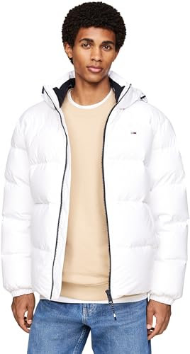 Tommy Jeans Herren Pufferjacke Essential Down Jacket Warm, Weiß (White), XL