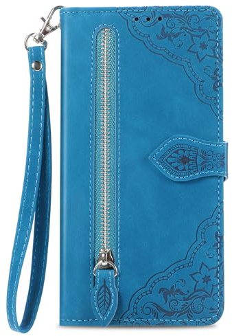 NEXCURIO Handyhülle für Samsung Galaxy A55 5G Hülle Klappbar mit Kartenfäch Ständer Klapphülle Schutzhülle Leder Wallet Flip Case Cover Tasche Handytasche Stoßfeste - Blau
