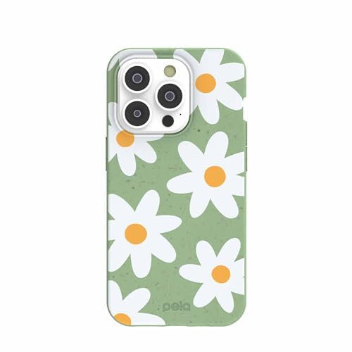 Pela Handyhülle für iPhone 14 Pro Max, Salbeigrün Gänseblümchen, schützende Handyhülle, umweltfreundlich, kompatibel mit iPhone 14 Pro Max