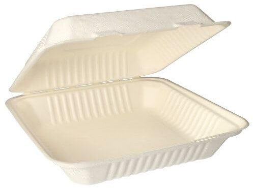 125 Menüboxen, Zuckerrohr pure ungeteilt 8 cm x 25,5 cm x 25,5 cm weiss