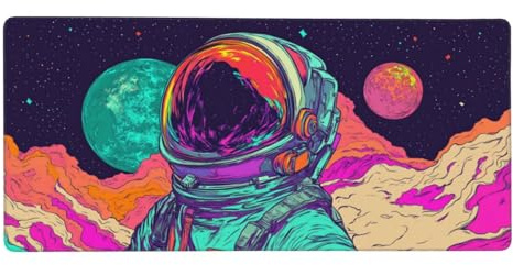 Gaming Tapis de Souris Coloré, Astronaute Tapis de Souris XXL 700x300x3 mm, Grand Tapis Souris pour Clavier et Souris, Tapis de Bureau avec Bords surpiqués et Base en Caoutchouc Antidérapant Gifts G7