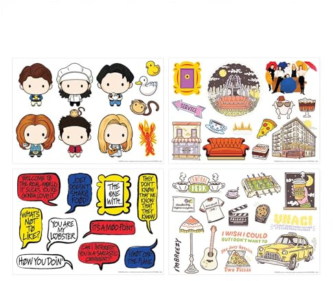 Friends Characters and Icons Reusable Tech Decals | 48 Stickers