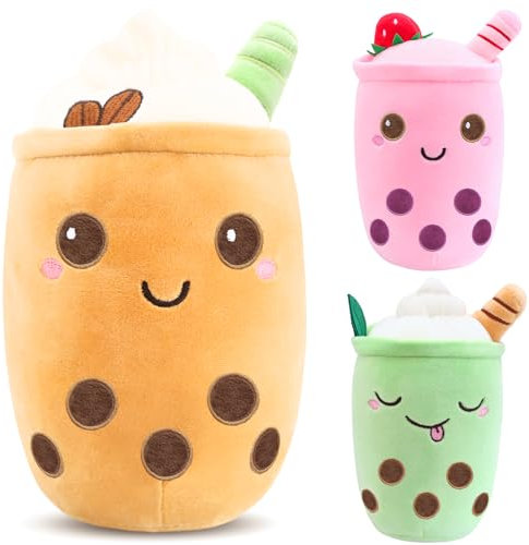 Tutukyle Bubble Tea Plüschtier Kuscheltier Plüschkissen Spielzeug Bubble Tea Kuscheltier Pearl Milk Tea Kuschelkissen Cartoon Plüsch Rückenkissen Geschenk für Kinder Mädchen Erwachsene (Braun, 35cm)