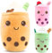 Tutukyle Bubble Tea Plüschtier Kuscheltier Plüschkissen Spielzeug Bubble Tea Kuscheltier Pearl Milk Tea Kuschelkissen Cartoon Plüsch Rückenkissen Geschenk für Kinder Mädchen Erwachsene (Braun, 35cm)