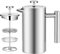 Sampoes Cafetière à Piston 1000mL, French Press en Acier Inoxydable, Double Paroi Cafetiere avec Filtre 3 Couches, Cafetière Pression Idéal pour Maison, Voyage, Camping, Argent