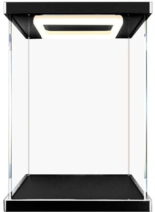 Wrohto Staubdichte Vitrine, beleuchtete Vitrine, klare Acryl-Vitrine, Sammlerstück-Displaybox, staubdichte Schutz-Vitrine, Vitrine mit LED-Lichtern, Acryl D