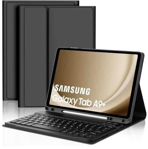 Samsung Galaxy Tab A9 Plus Keyboard Case - Samsung Galaxy Tab A9+ Keyboard Case,UK Layout Detachable Bluetooth Keyboard Slim Smart Case with Pencil Holder for Galaxy Tab A9 Plus/A9+ 11 inch 2023,Black