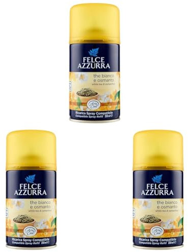 Felce Azzurra - Aria di Casa Ricarica Spray per Ambienti Automatico The Bianco e Osmanto, Puro Benessere - 250 ml (Confezione da 3)