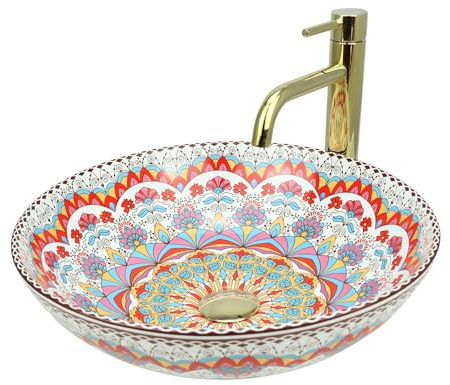 GTM Designs Aufsatzwaschbecken Glanz - Modern Waschbecken ohne Hahnloch - Elegant Aufsatzwaschbecken Oval für Badezimmer und Gäste WC - nur Bad Waschbecken - Modell 12