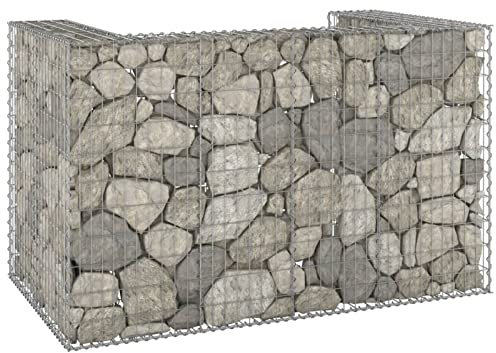 LAPOOH Gabionenwand für Mülltonne, Gabionen Zaun, Mülltonnenverkleidung, Gabionenkörbe, Steine Für Gabionen, Steingabionen,n Verzinkter Stahl 180x100x110 cm