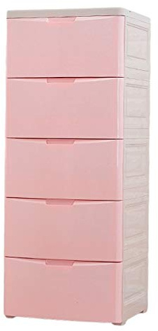 Armoire de rangement casier en plastique pour enfants avec 3 tiroirs larges Rose