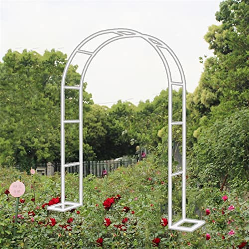 Rosenbogen Rankgitter aus Metall für Kletterpflanzen wetterfest Gartendeko Hochzeit Torbogen Indoor & Outdoor (Weiß/Silber)