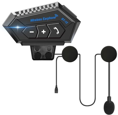 OBEST Motorradhelm Bluetooth Headset, Bluetooth Motorrad Kommunikation mit 30H Batterie, Geräuschunterdrückendes Mikrofon, HD Sound Qualität für alle Helmtypen