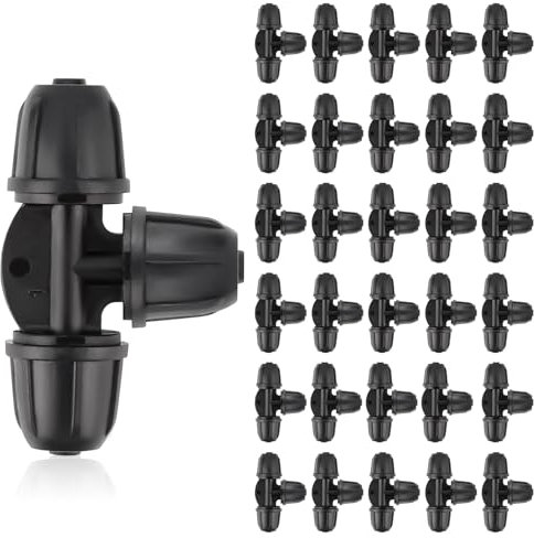 Kalolary 30 pièces Raccord en T 1/4 de pouce pour tuyau d'irrigation 6mm - Connexions pour système d'arrosage goutte-à-goutte, jardin, pelouse
