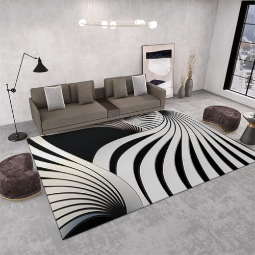 RUGMRZ Inneneinrichtung 160X200Cm Rutschfester Teppich 16 Schwarz Brücken Läufer Winter Deko Wohnzimmer Sofa Schlafzimmer Bett Studie Abstrakt