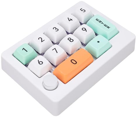 Fockety 12-Tasten-Mechanische Gaming-Tastatur, Einhand-Tastatur mit RGB-Hintergrundbeleuchtung, Hot-Swap-fähige Tastatur mit Joystick und Drehregler (White)