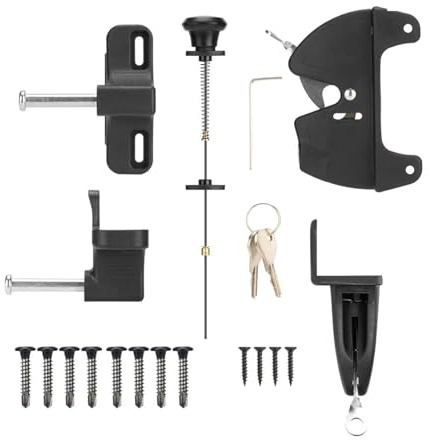 Hitburu Tor Schloss - Selbstschließende Torverriegelung | Robuste Sichtschutz Beschläge Für Gerätehaus Pool Garten Bauernhof Terrasse - Für Pool Garten Schuppen Terrasse