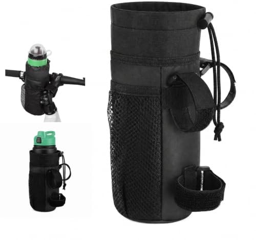 VINATO Bike Water Bottle Holder 20 x 10.5 cm (H×L), Nylon Bottle Holder with Side Pocket, for Drinks 12-32oz, Universal Bottle Cage for MTB Scooter Wheelchair Stroller
