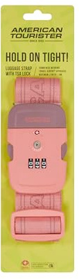 American Tourister - Gepäckgurt mit TSA‑Schloss, Sicheres Kofferband für Reisen, Lila/Rosa