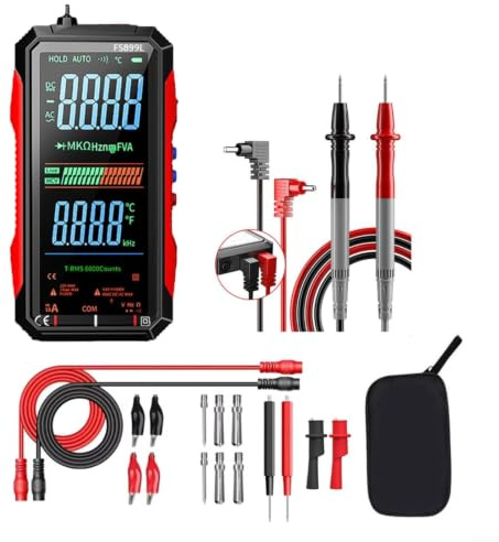 Evenoonest Digitales Multimeter, 6000 Counts, True RMS AC/DC, Spannung, Strom, Kapazität, Widerstand für Frequenz, NCV-Tester mit großem Display mit Hintergrundbeleuchtung, USB-C wiederaufladbar