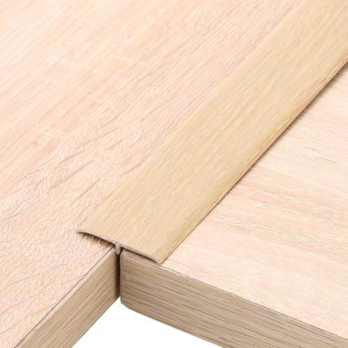 sourcing map 3Pcs Aluminum T Molding Floor Transition Strip, 0.9m x 3.3cm Metal Flat Divider Edging Trims, Floor Thresholds Strips for Joining Laminate, Doorways, Gaps, Light Oak